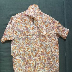 Club Room Garden Floral 100% Linen Short-Sleeve Pocket Shirt